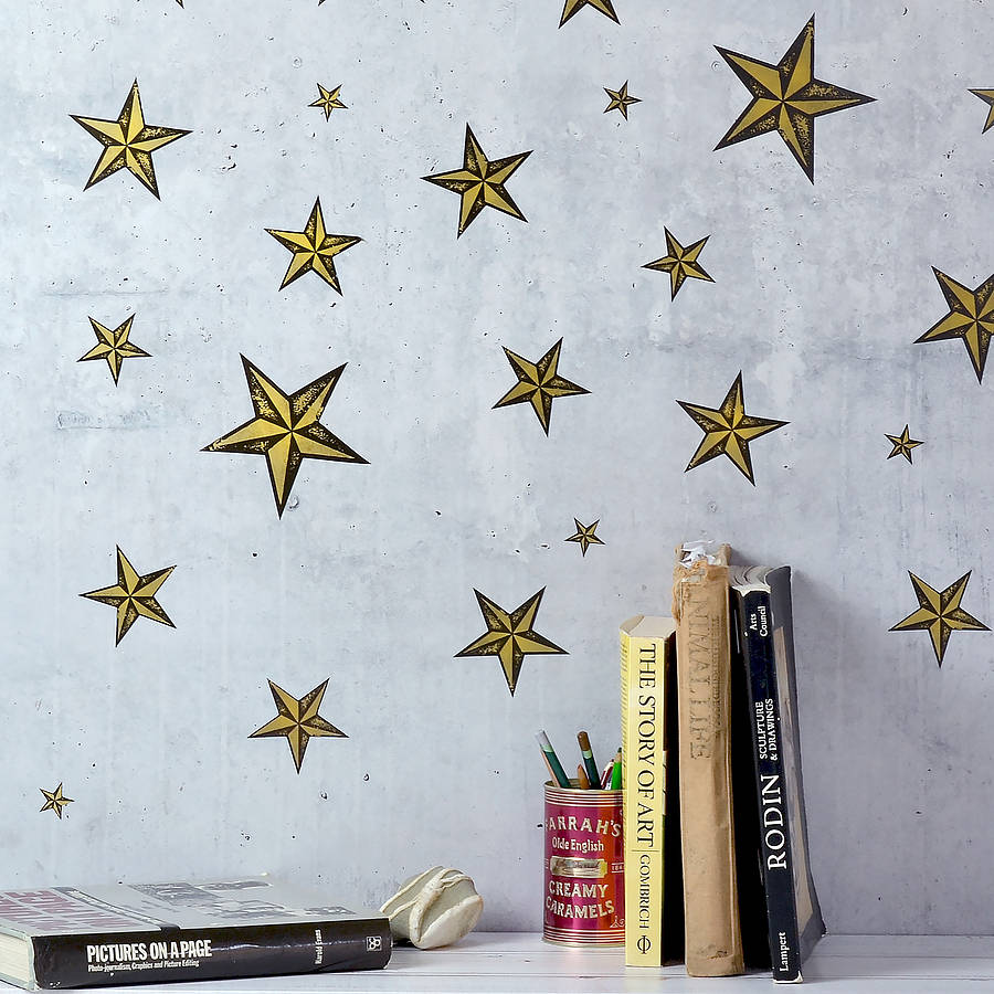 Gold Or Silver Star Wall Sticker Set By Oakdene Designs