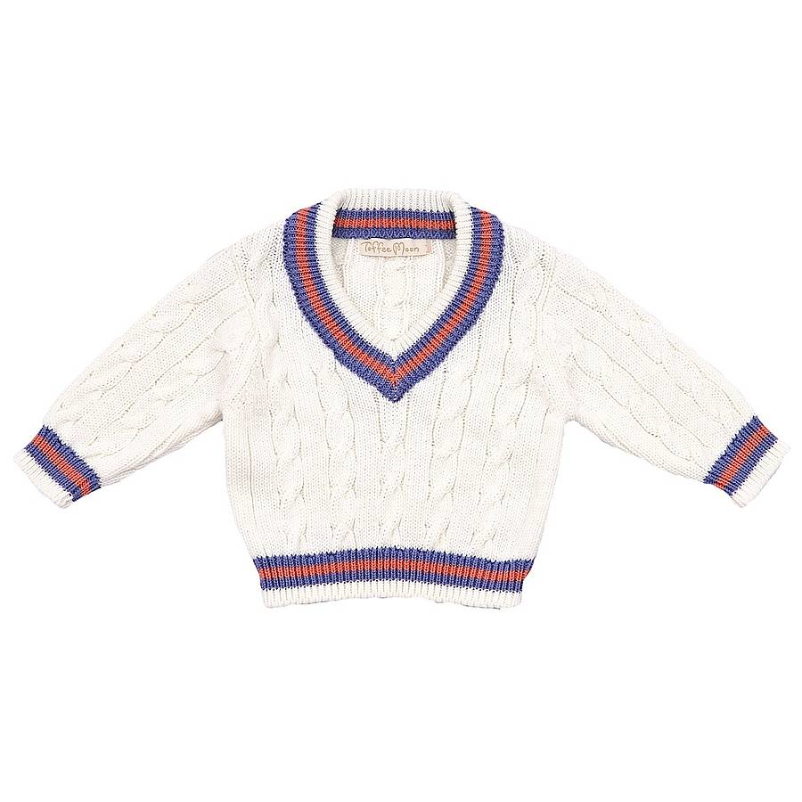 Baby Boys Cream And Rust Cricket Jumper By Toffee Moon ...