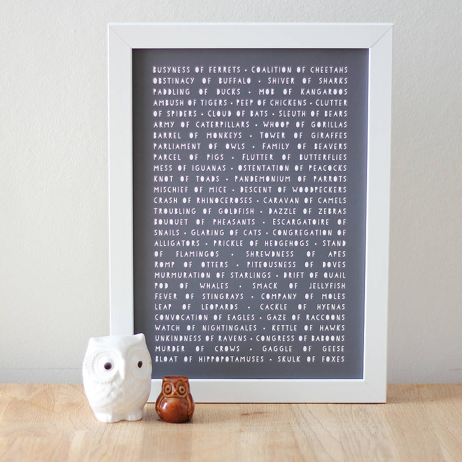 Collective Animal Nouns Art Print By Newton and the Apple