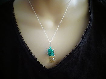 Citrine And Emerald Green Onyx Necklace, 2 of 2