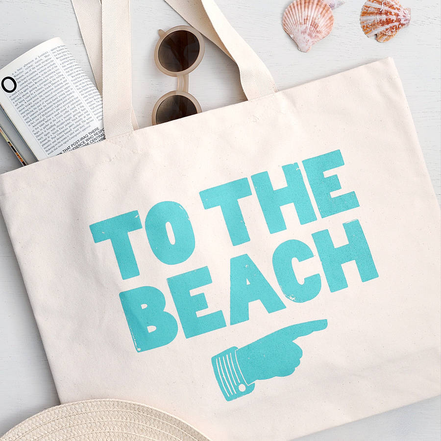 'to the beach' canvas beach bag by alphabet bags | notonthehighstreet.com