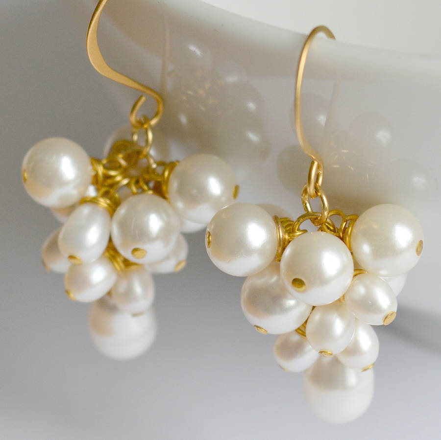 Pearl Cluster Earrings By PS With Love