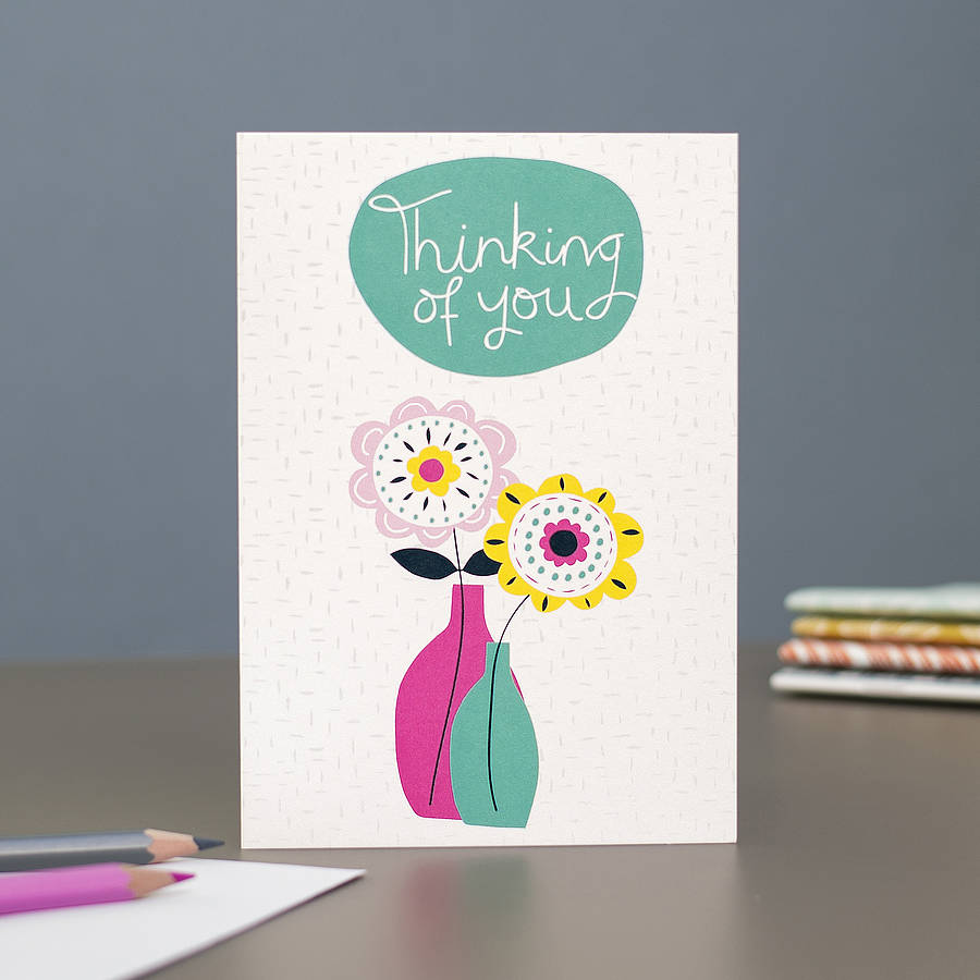 'thinking of you' blank greetings card by jessica hogarth designs ...