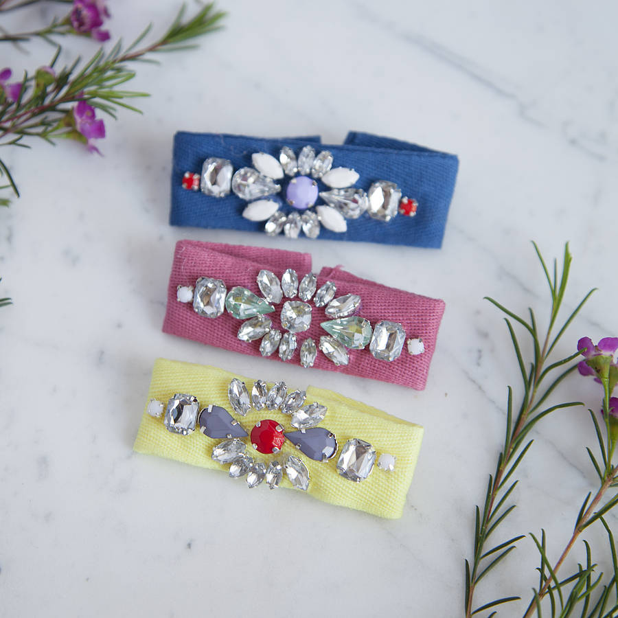 crystal embellished ribbon bracelet by junk jewels