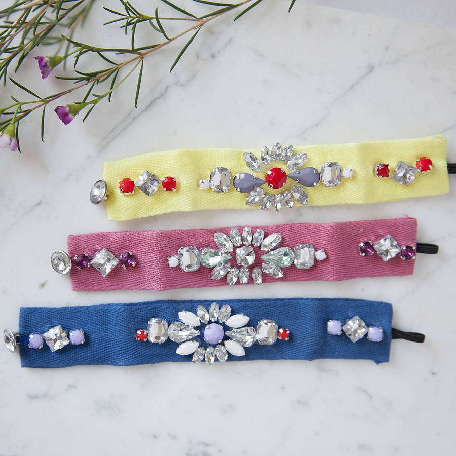 crystal embellished ribbon bracelet by junk jewels