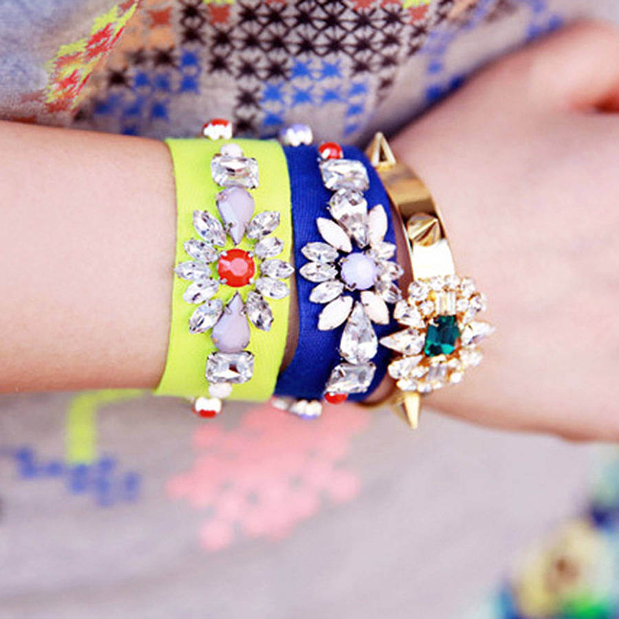 crystal embellished ribbon bracelet by junk jewels