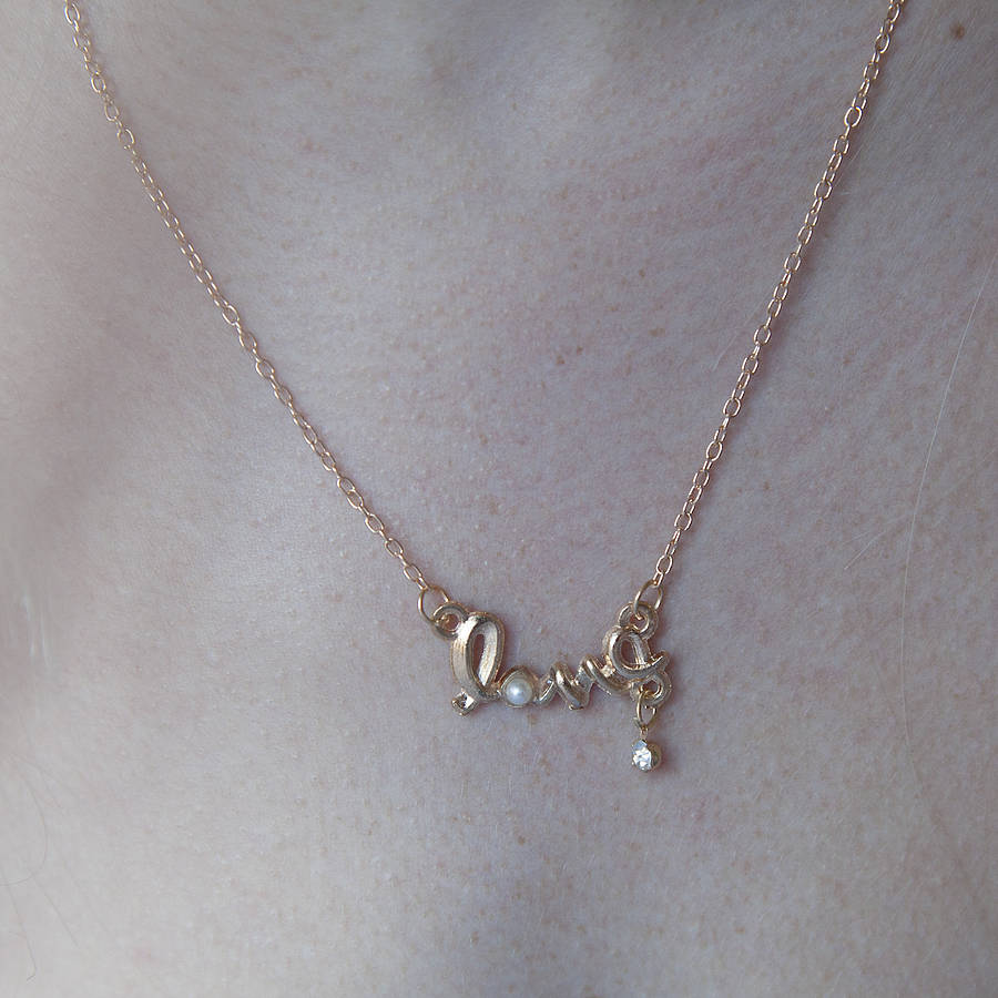 pearl love necklace by junk jewels