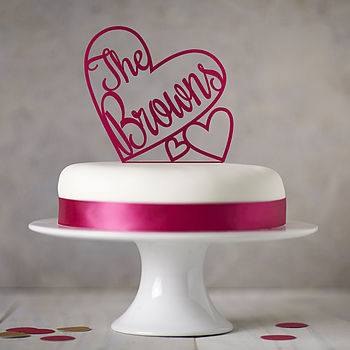 Personalised Heart Wedding Cake Topper, 2 of 5