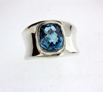 Molten Silver And Blue Topaz Ring, 3 of 5