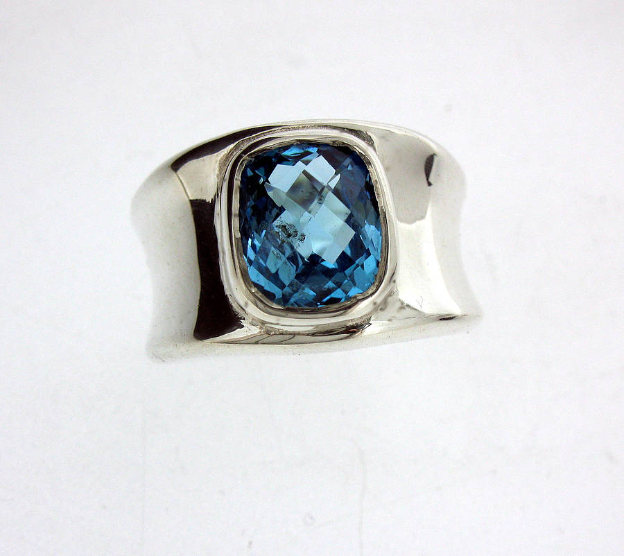 Molten Silver And Blue Topaz Ring By Will Bishop Jewellery Design