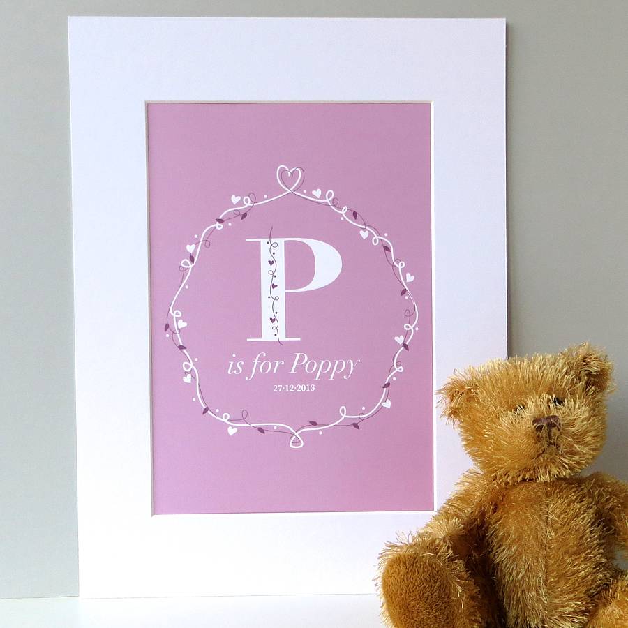 Personalised Baby Name Print Girl / Pink By Wink Design