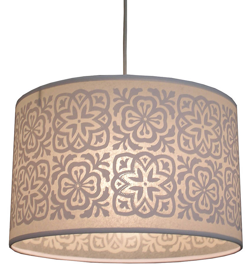 Moroccan Tile Large Drum Lampshade By, Large Drum Lamp Shades