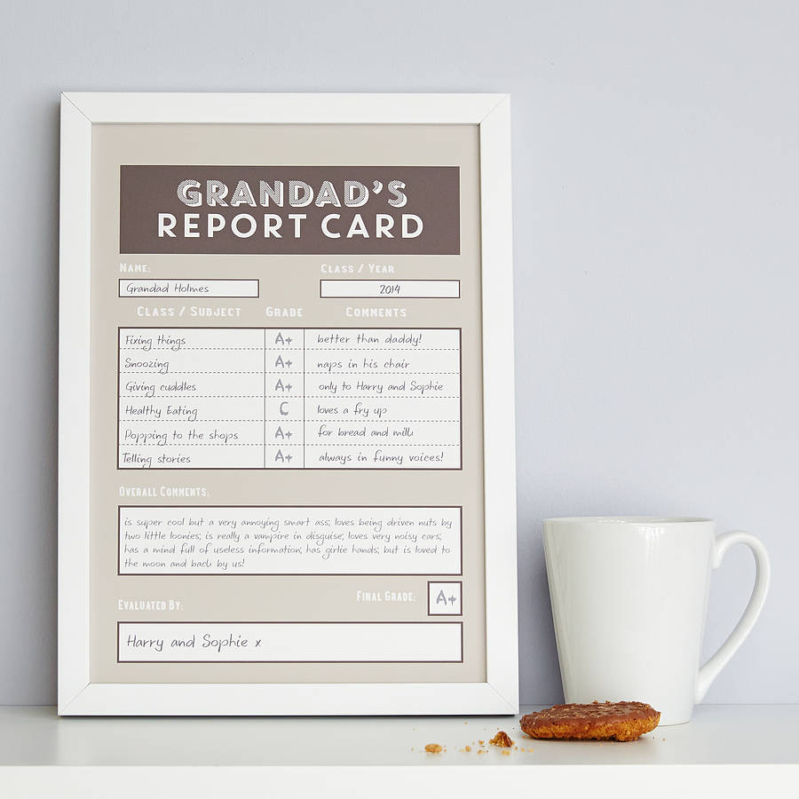 Personalised Grandad / Grandpa Report Card, 1 of 11