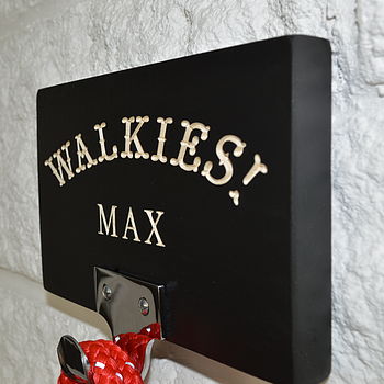 Personalised 'Walkies' Dog Lead Hanger, 3 of 8