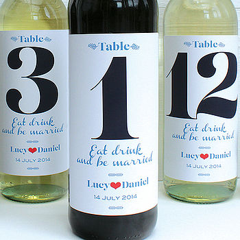 Personalised Wedding Table Number Wine Labels, 2 of 5