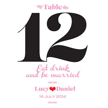 Personalised Wedding Table Number Wine Labels, 4 of 5