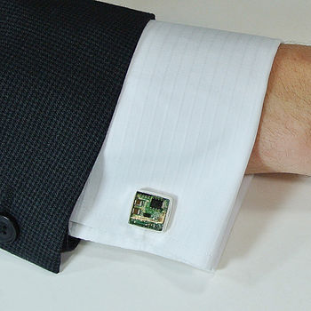 Computer Circuit Board Sterling Silver Cufflinks, 3 of 6
