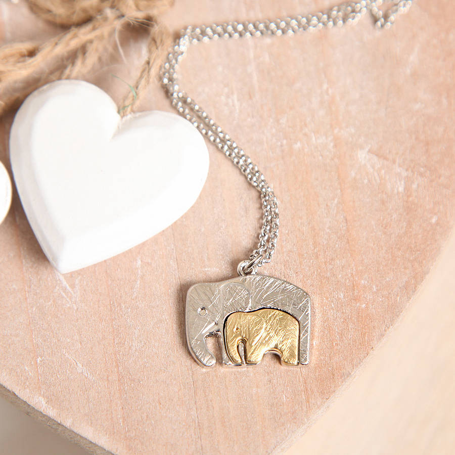 Elephant Mother And Baby Necklace By Red Berry Apple