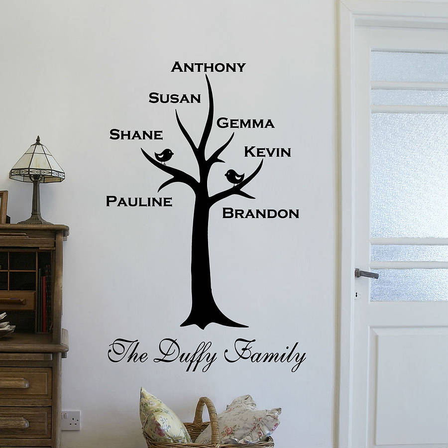 personalised family tree wall sticker by wall art quotes & designs by gemma duffy