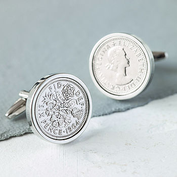 Sixpence Year Coin Cufflinks 1928 To 1967, 7 of 12