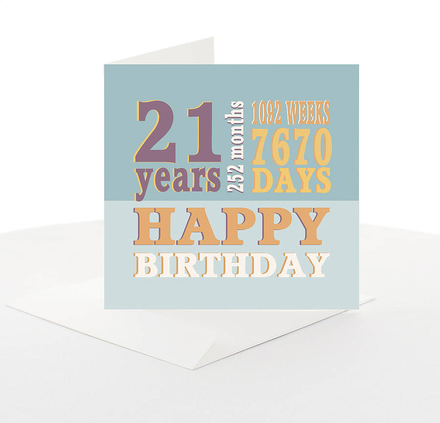 21st Typography Birthday Card By White Hanami | notonthehighstreet.com