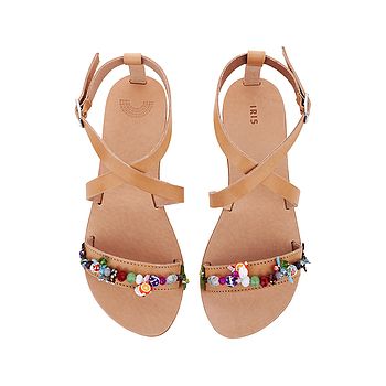 Hibiscus Open Toe Hand Embellished Leather Sandals, 2 of 6