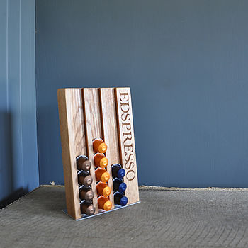 Personalised Oak Coffee Pod Rack, 5 of 12