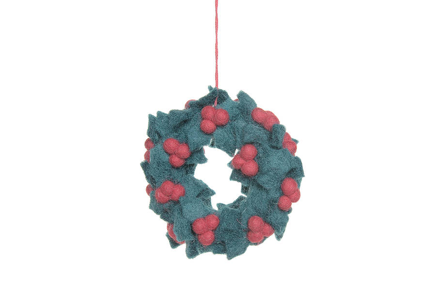 handmade felt mini holly wreath by felt so good | notonthehighstreet.com