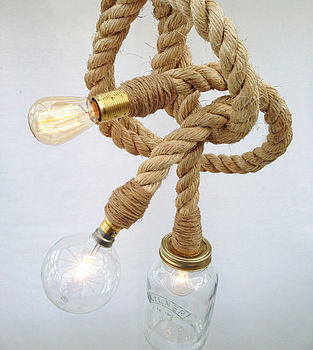 Sisal Three Bulb Rope Pendant Light, 2 of 5