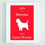 'Life Is Merrier With A Cairn Terrier' Print, thumbnail 2 of 2