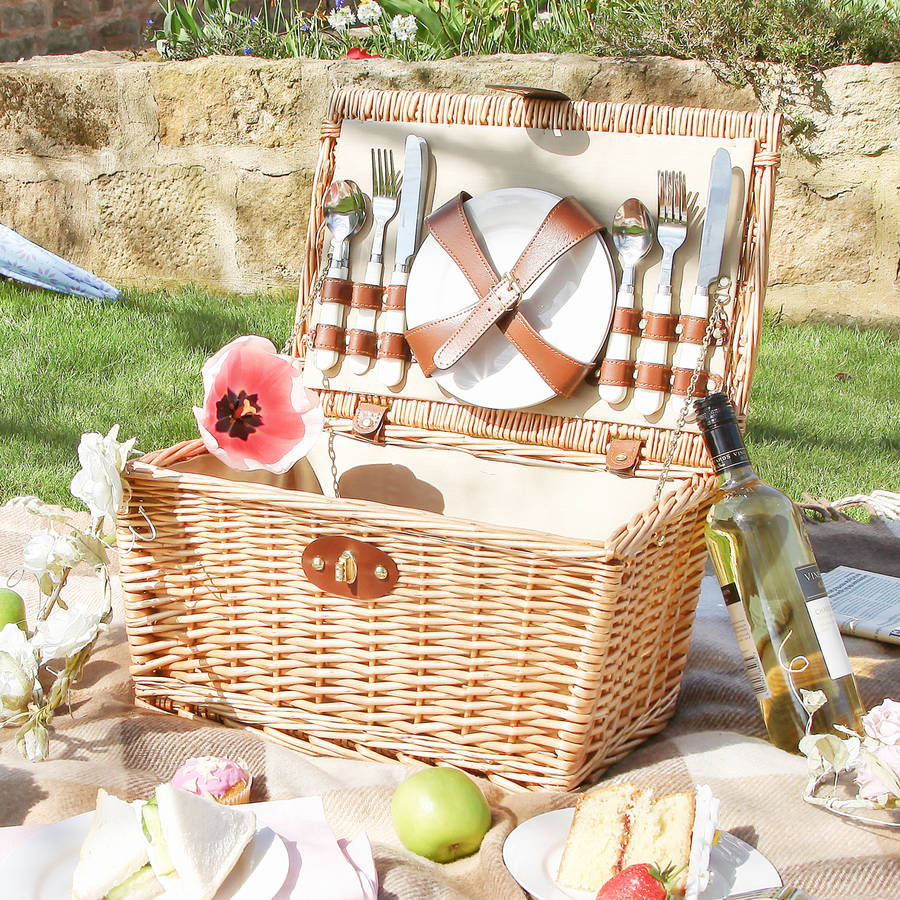 natural wicker four person country picnic set by dibor