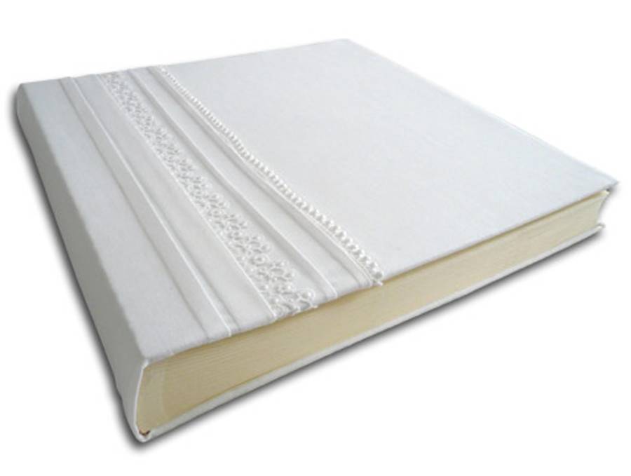 crisp white cotton wedding album personalised by rose bonbon white wedding album