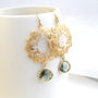 Ornate Gold Plated Filigree Glass Droplet Earrings, thumbnail 2 of 6