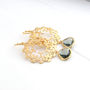 Ornate Gold Plated Filigree Glass Droplet Earrings, thumbnail 5 of 6