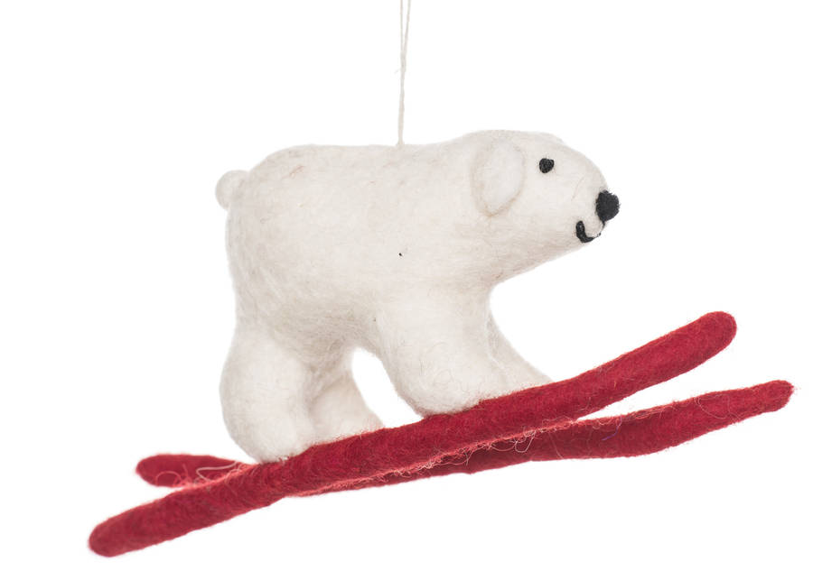 Handmade Felt Skiing Polar Bear Christmas Decoration By Felt so good ...