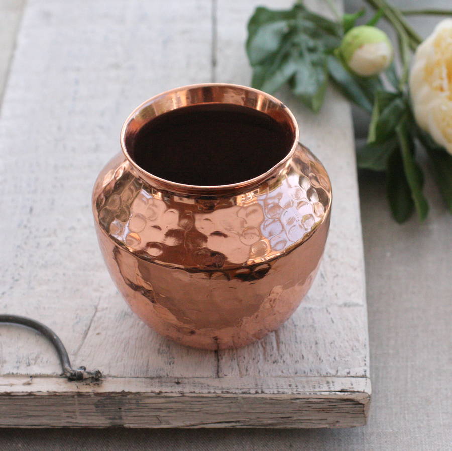 Hammered Copper Vase By Magpie Living