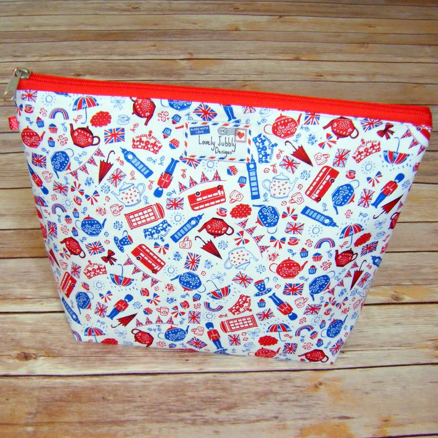 London Union Jack British Cosmetic Wash Bag By Lovely Jubbly Designs