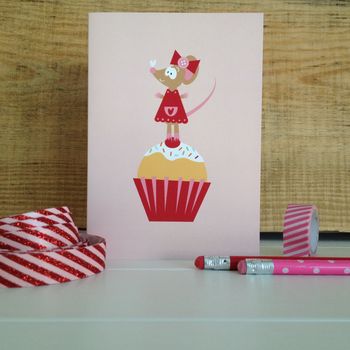 Miss Mouse And Cupcake Birthday Card, 3 of 4