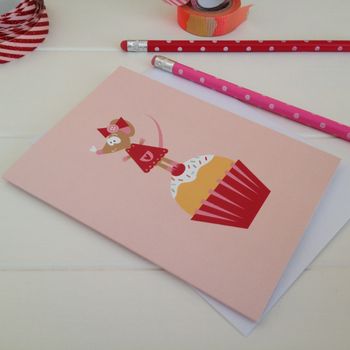 Miss Mouse And Cupcake Birthday Card, 4 of 4
