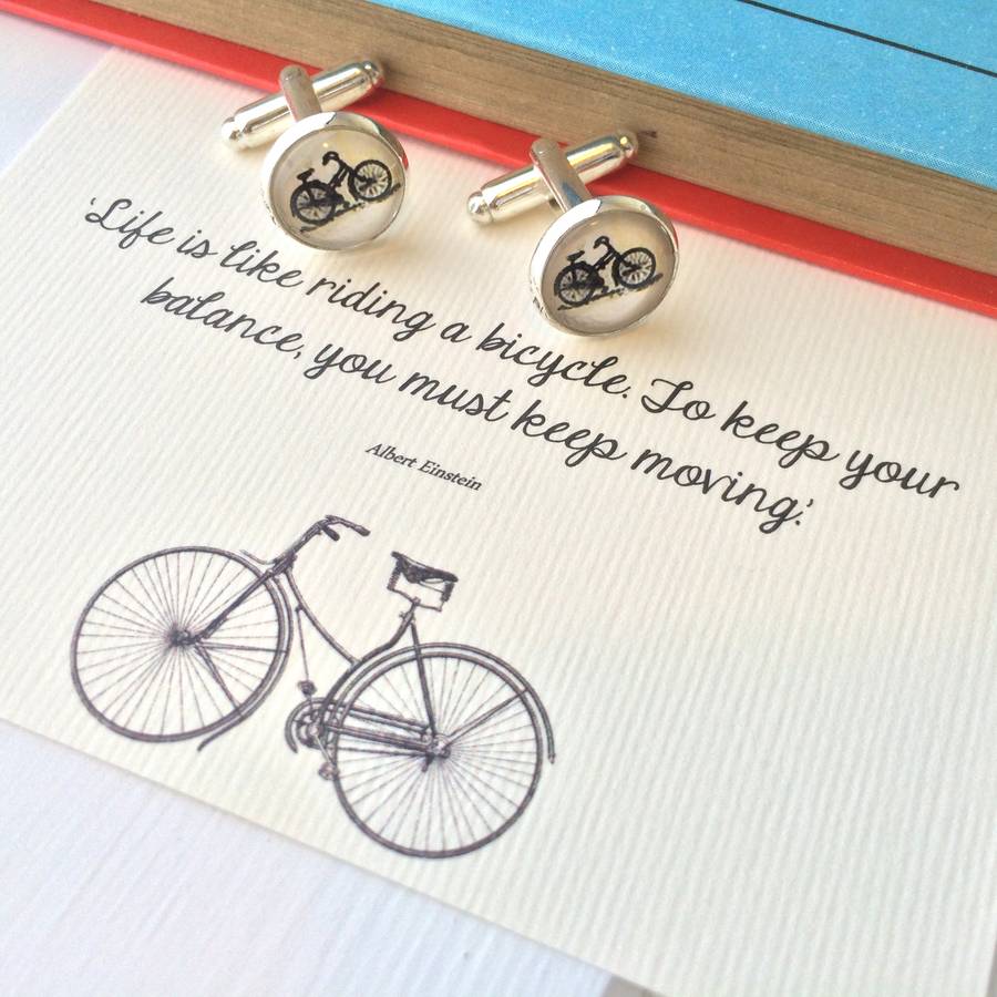 Einstein Quote Bicycle Cufflinks By Literary Emporium