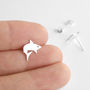 Shark Earring Studs In Sterling Silver, thumbnail 3 of 7