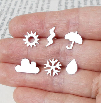 Weather Forecast Earring Studs In Sterling Silver, 2 of 9