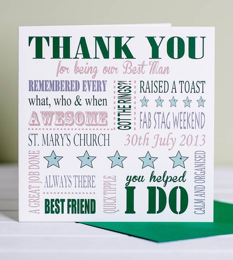 Personalised Thank You Best Man Card By Lisa Marie Designs