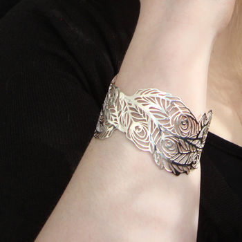 Peacock Cuff Bangle In Silver Or 18ct Gold Vermeil, 5 of 7