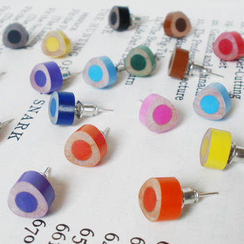 Triangular Colour Pencil Earring Studs, 3 of 4