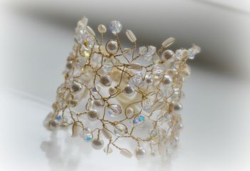 Pearl And Crystal Florence Bridal Cuff, 3 of 4