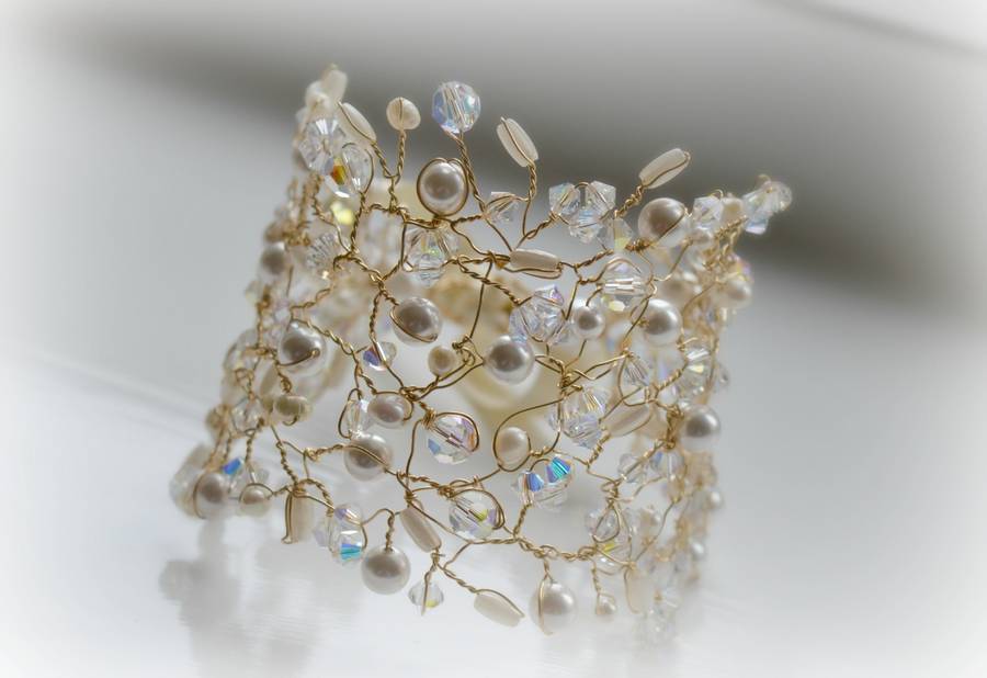 Pearl And Crystal Florence Bridal Cuff By PS With Love