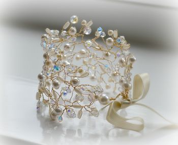 Pearl And Crystal Florence Bridal Cuff, 4 of 4