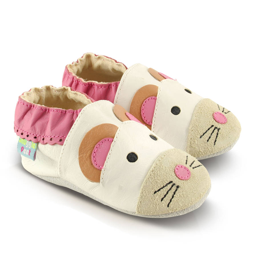 mouse soft leather baby shoes by snuggle feet | notonthehighstreet.com