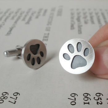 Oxidised Paw Print Cufflinks In Sterling Silver, 3 of 5